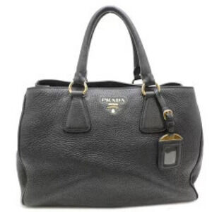 Prada Tote Bag Strap Handbag Leather Black